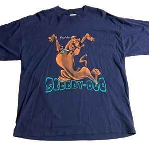 Vintage 90s Scooby-Doo Florida Cartoon Graphic T-Shirt Navy Blue XL Jerzees